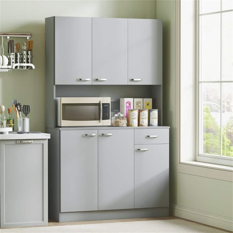 Particle Board Kitchen Pantry Cabinet with Drawer and Countertop - 39.8"W x 15.4" D x 70.9"H