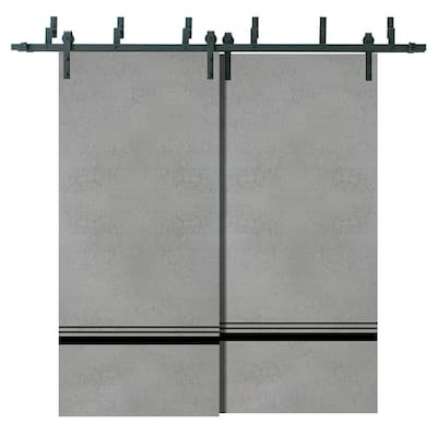 Barn Bypass Doors 72 x 80 Planum 0012 Concrete with Sturdy 6.6ft