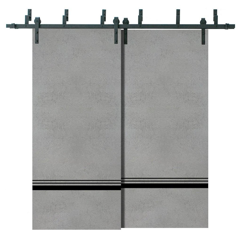 Barn Bypass Doors 72 x 80 Planum 0012 Concrete with Sturdy 6.6ft