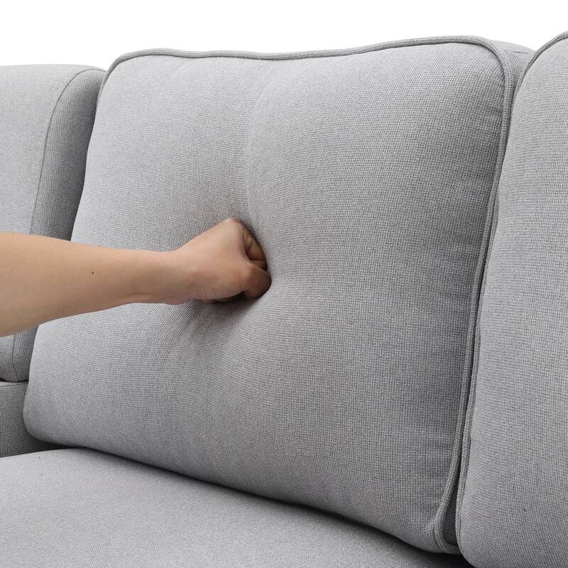 Modern Linen Fabric Sofa with Armrest Pockets