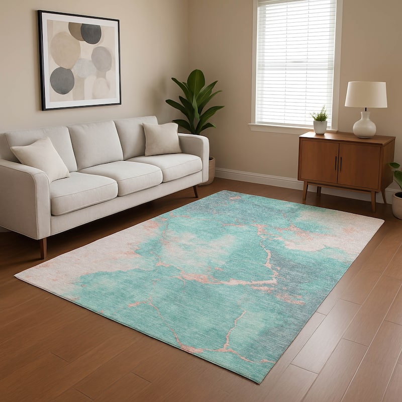 Premium Washable Super Soft Contemporary Mayfield Rug - Teal - 2'6" x 3'10"