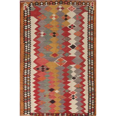 Vegetable Dye Flatweave Tribal Kilim Qashqai Persian Vintage Rug - 4'4"x 7'0"