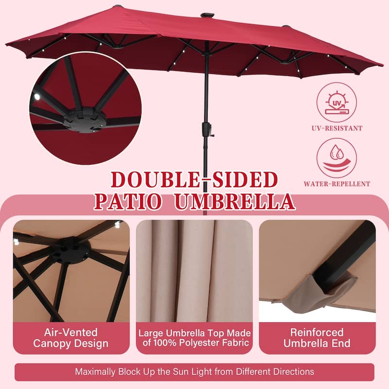 13ft Outdoor Patio Umbrella with LED Lights
