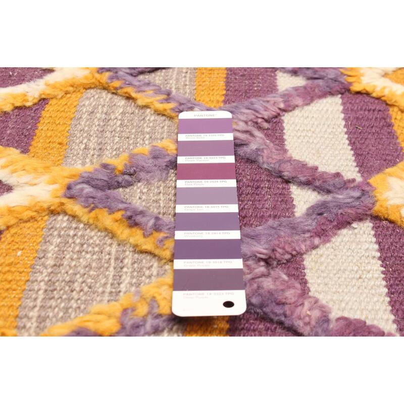 ECARPETGALLERY Flat-Weave Marrakech Purple Wool Kilim - 2'11 x 4'11