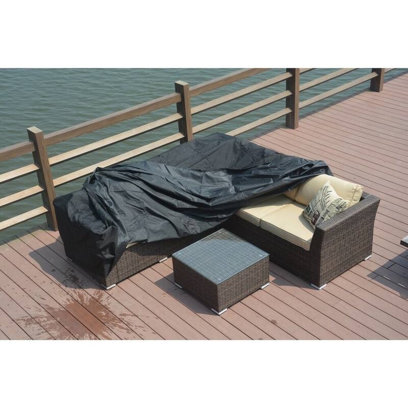 Direct Wicker 90.5" Large Square Patio Seat and Dining Table Set Cover