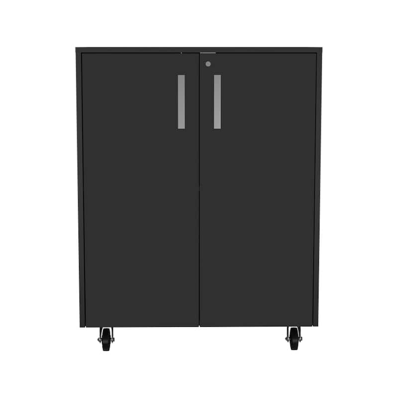 Storage Cabinet Lions, Double Door and Casters, Black Wengue Finish,High quality and durable