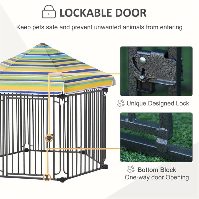 Portable Metal Playpen for Small Dogs, Rabbits, and Ducks - 48" L x 41.25" W x 46.75" H