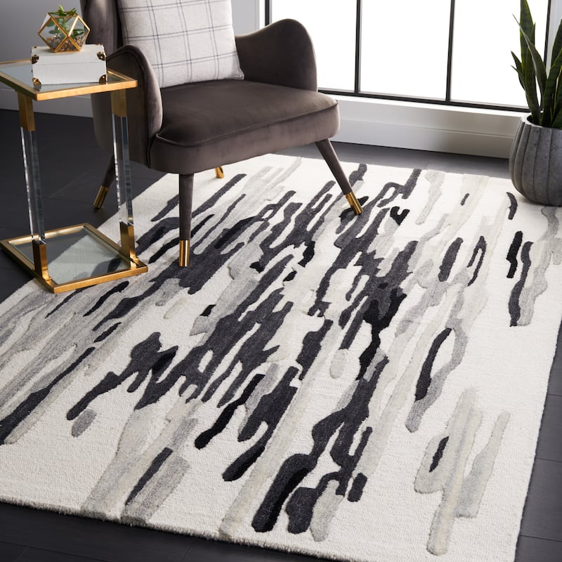 SAFAVIEH Handmade Rodeo Drive Jaelyn Mid-Century Modern Wool Rug - 8' x 10' - Ivory/Black