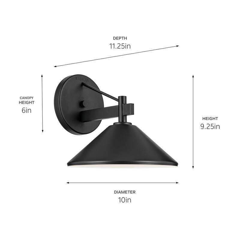 Kichler Lighting Ripley 9.25 in. 1-Light Black Outdoor Wall Sconce - 9.25 in