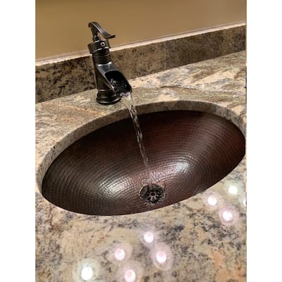 19" Rustic Farmhouse Oval Copper Bathroom Sink by SimplyCopper - 19" X 14" X 5"