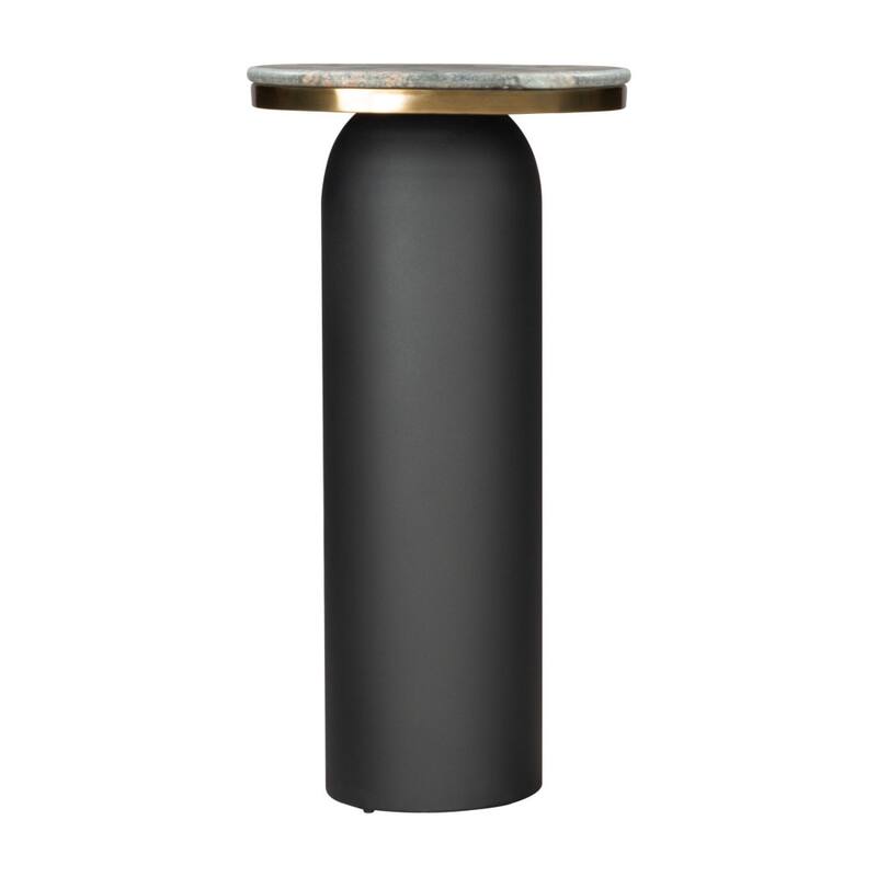 HomeRoots 43" Black and Gold Genuine Marble and Steel Double Pedestal Console Table - 43.00 in. x 30.30 in. x 13.00 in.