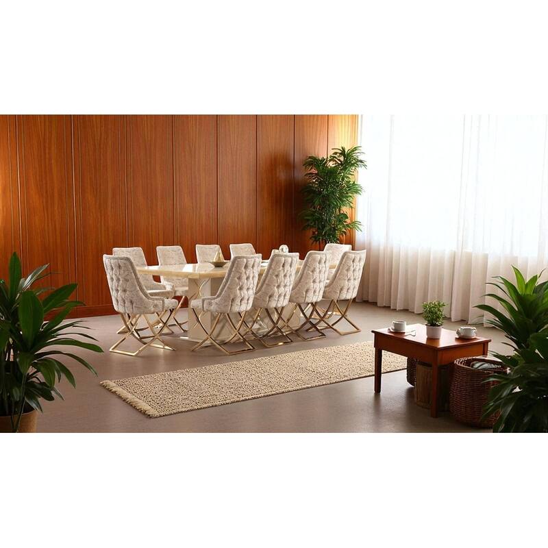 Marco Rectangular Dining Table And Slat Back Dining Chair Set - For 10 People