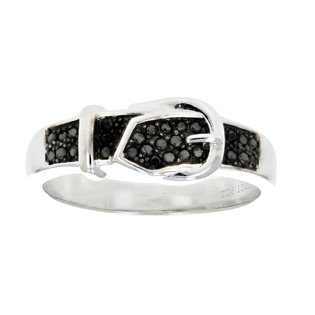1/6 cttw Black Diamond Buckle Ring .925 Sterling Silver