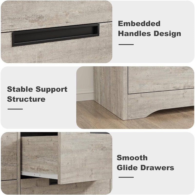 Modern Double 6 Drawer Dresser for Bedroom