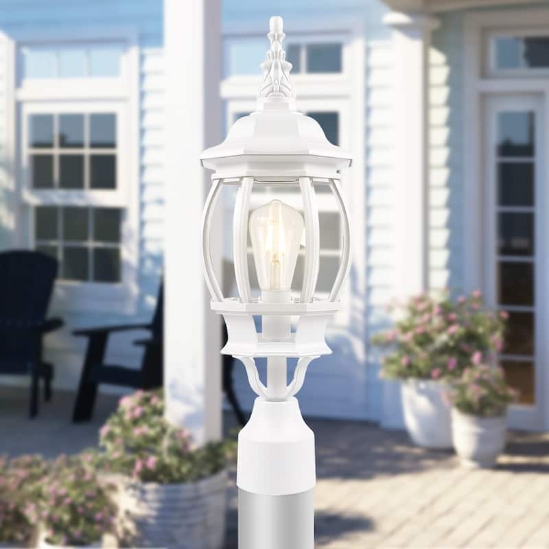 Antique Outdoor Post Light Fixture with Clear Seeded Glass (2 Pack)