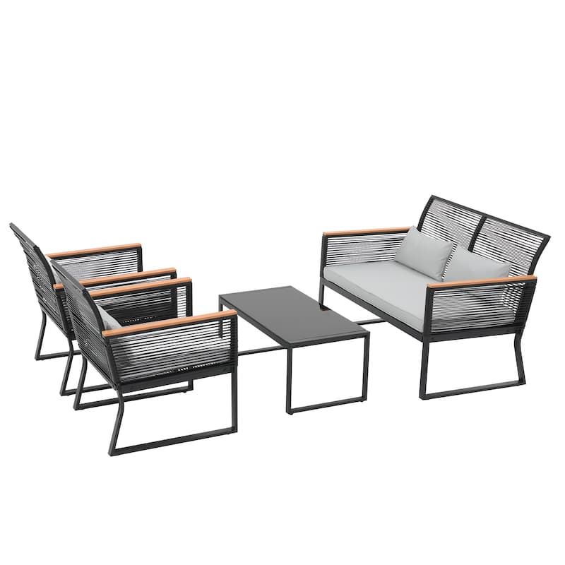 Outdoor 4-piece Wicker Patio Conversation Set