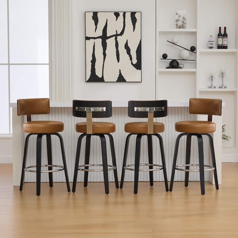 Upholstered Swivel Counter/ Bar Stools with T-Shaped Backrest