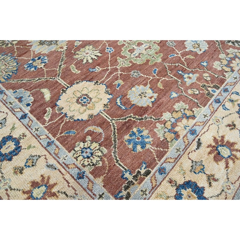 Hand Knotted Turkish Oushak Brown Wool Traditional Oriental Area Rug
