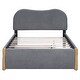 preview thumbnail 2 of 20, Twin Size Sofa Platform Bed Frame with Twin Size Trundle Bed, Cashew Nut Shape Upholstered Headboard Wood Supporting Feet