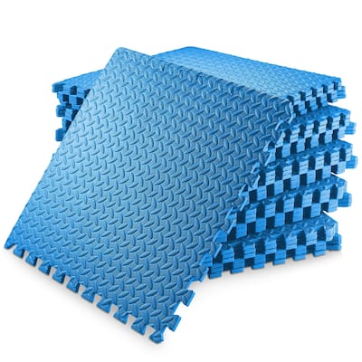 30 Gym Exercise Flooring Mats 24in Foam Workout Floor Tiles Blue - Large