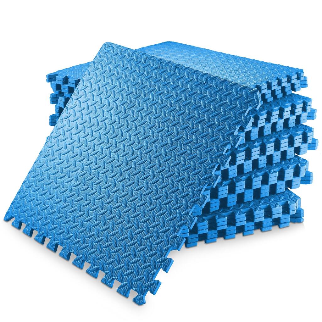 30 Gym Exercise Flooring Mats 24in Foam Workout Floor Tiles Blue - Large