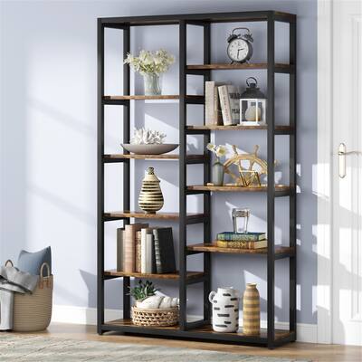 Rustic Bookshelf, 10-Open Shelf Etagere Bookcase Display