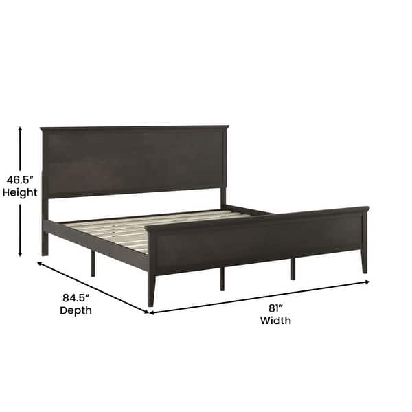 dimension image slide 0 of 4, Solid Wood Platform Bed Frame with Headboard and Footboard