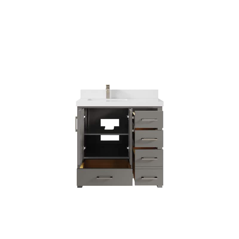 Willow Collections 36 in. W x 22 in. D Malibu Left Offset Sink Bathroom Vanity with Countertop