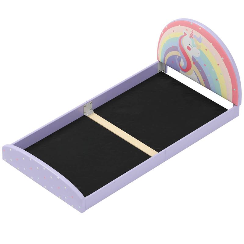 Costway Twin Floor Bed Frame with 210D Oxford Cloth Floor Mat, Middle