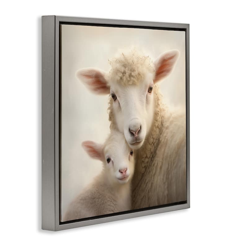 Stupell Lamb & Sheep Cuddles Framed Floater Canvas Wall Art Design By Heidi Kuntz