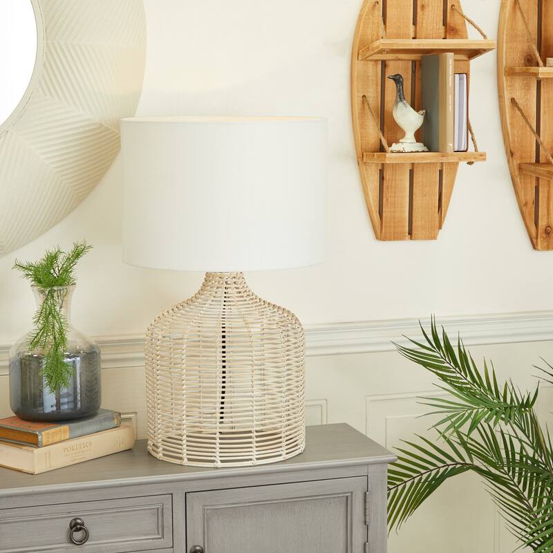 Polyester Natural Table Lamp - 15 x 15 x 25 - Beige