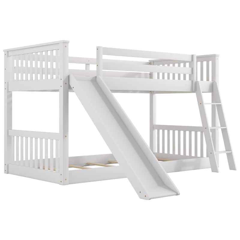Twin over Twin Bunk Bed with Convertible Slide and Ladder