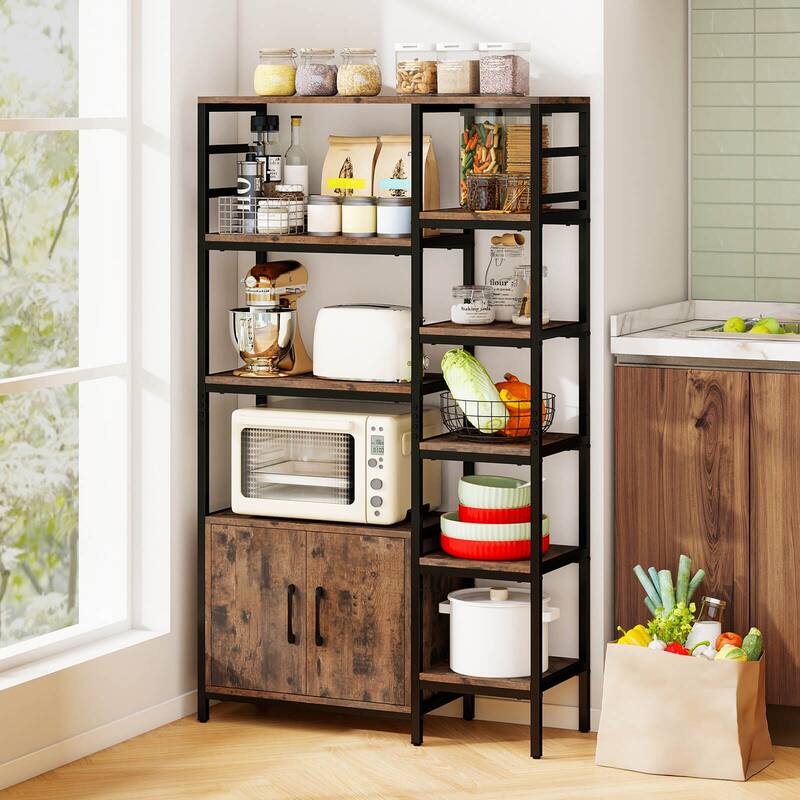 Costway 55.5" Tall Bookcase with 2-Door Cabinet Metal Frame - See Details