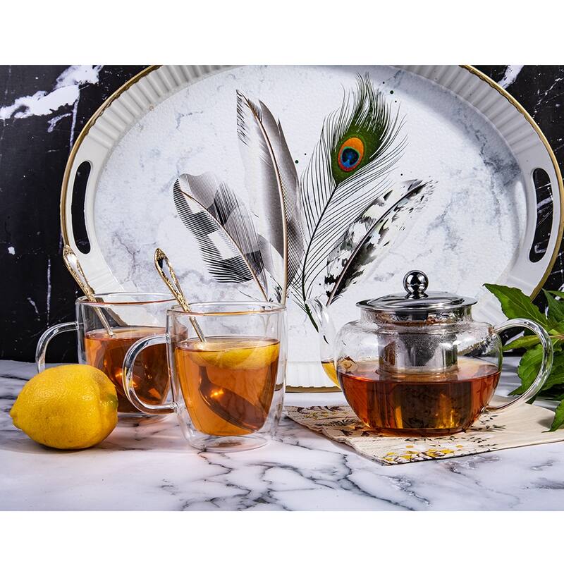 Borosilicate Glass 20.3 fl oz Teapot w/ Stainless Steel Strainer - 20.29 fl oz