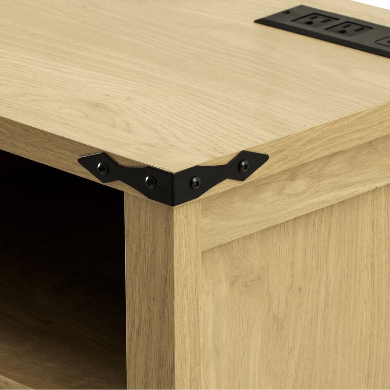 Modern 4-Door Sideboard Buffet with Power Outlets Adjustable Shelves and Half-Open Storage Design