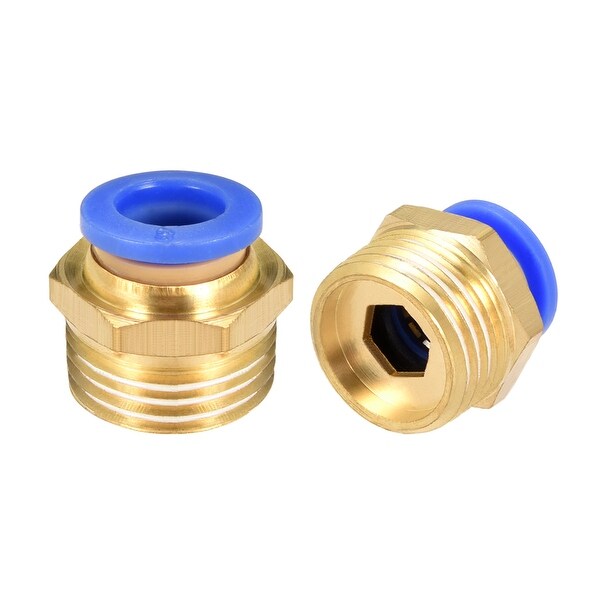2 Pcs 3/8" G Male Straight Thread 8mm Push In Joint Pneumatic Quick Fittings