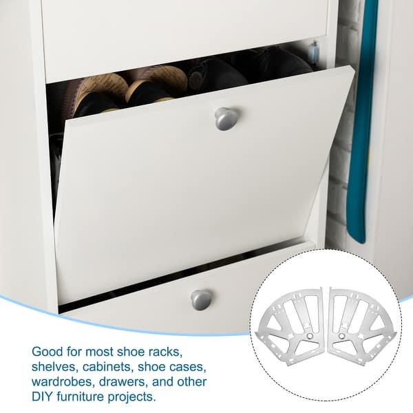 2Pcs Shoes Drawer Hinges 3 Layers Stainless Steel Furniture Hinge Silver Bed Bath