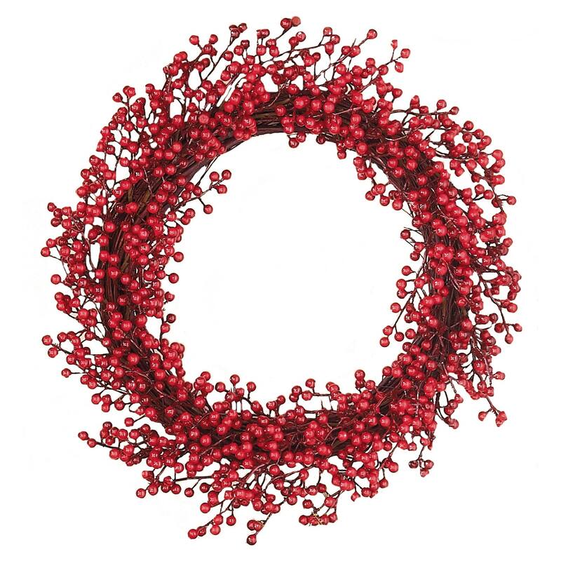 18" Weatherproof Berry Wreath on Twig Base - Multicolor