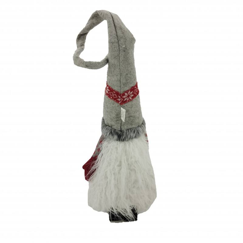 HomeRoots Red and Grey Winter Gnome with Snowflakes - 6.3' X '36' X '6.7