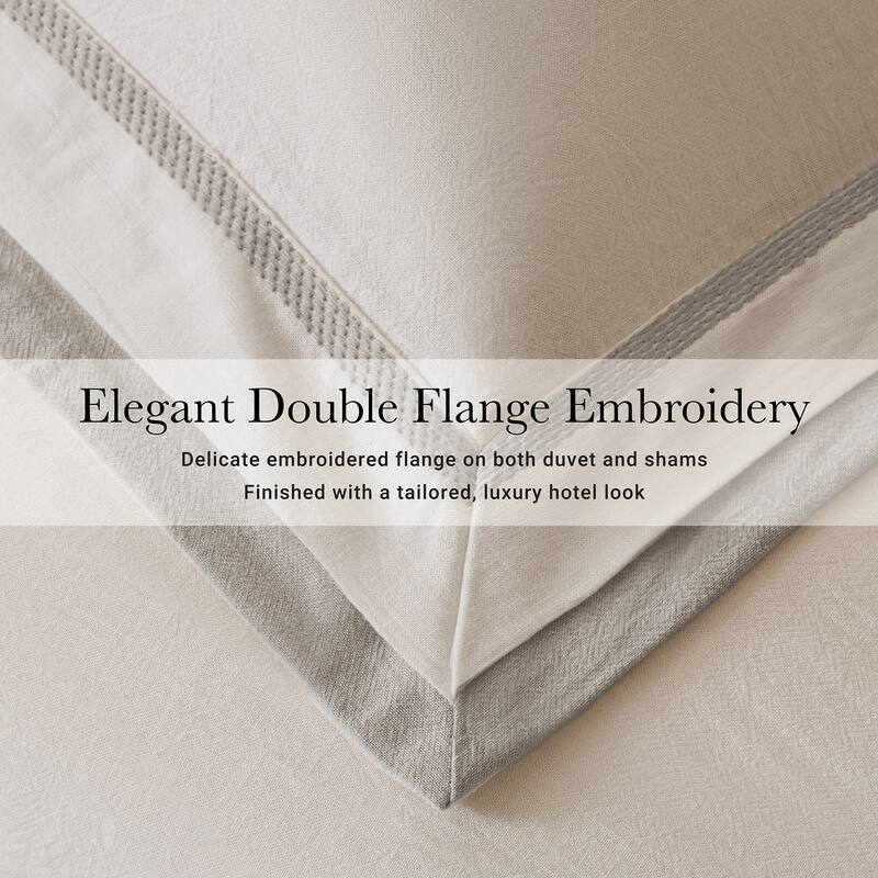 Harbor House Linen Blend Double Flange Duvet Cover Set
