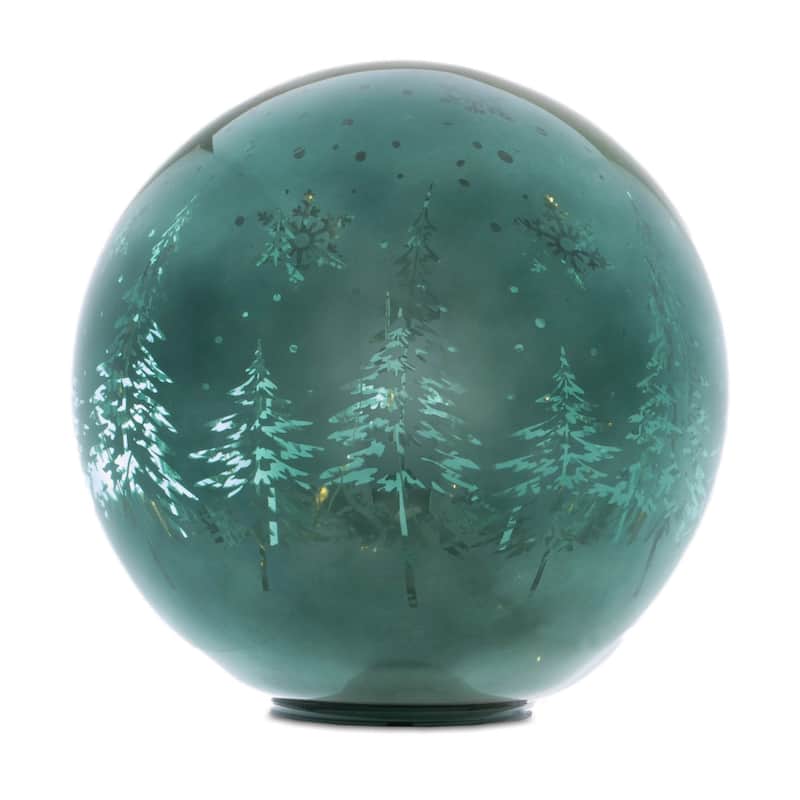 LED Lighted Pine Tree Globe Decorations - 7.75" - Set of 3