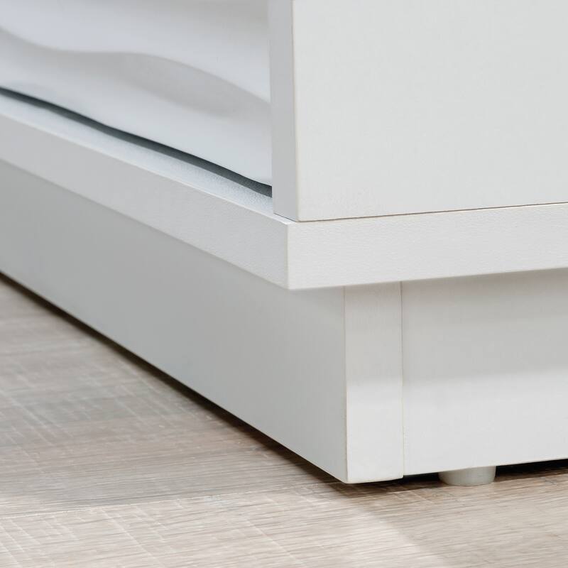 Engineered Wood Coastal Bookcase With Lower Drawer, White - 30.04"W x 18.5"D x 48.35"H