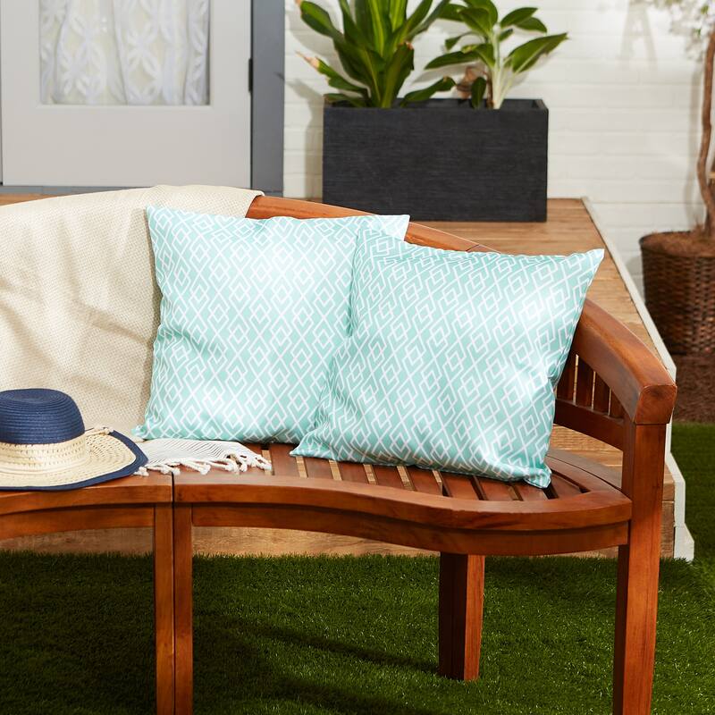 Aqua Diamond Outdoor Pillow Cover 18x18 (Set of 2)