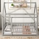 preview thumbnail 29 of 43, Floor Wooden Bed with House Roof Frame and Fence Guardrails