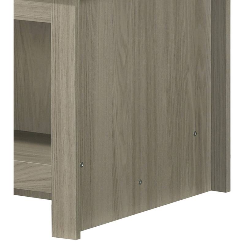 Nena Coffee Table with Open Shelves, Brown Wood Top, Oak Gray 43 Inch