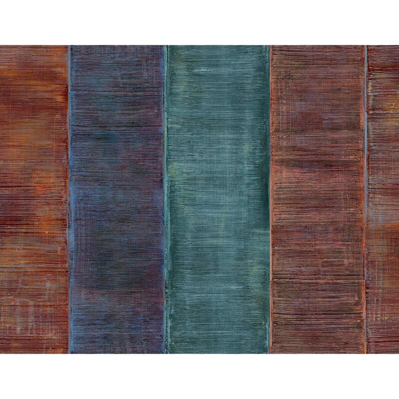 Seabrook Designs Kepler Stripe Unpasted Wallpaper - 27 in. W x 27 ft. L - Wine and Teal