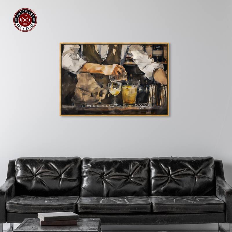 Notoriart Bartender Framed Bar Cart Art For Men