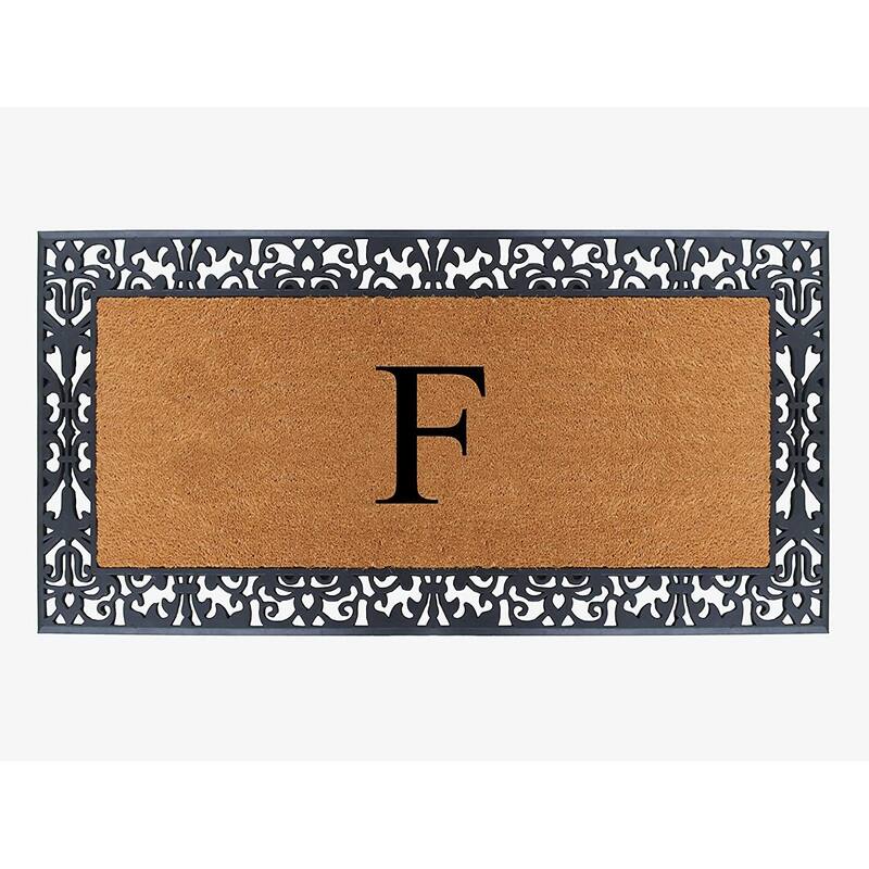 A1HC Rubber and Coir Paisley Border Heavy Duty Non-Slip Durable Double Door Monogrammed Doormat 30"X60" - F
