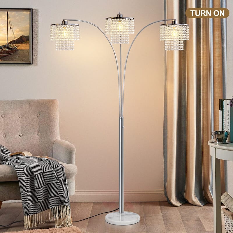 Brio 90" 3-Light Modern Crystal Arc Floor Lamp - 85