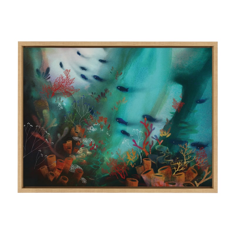 Kate and Laurel Sylvie Coral Cove Framed Canvas by Faryn Hughes